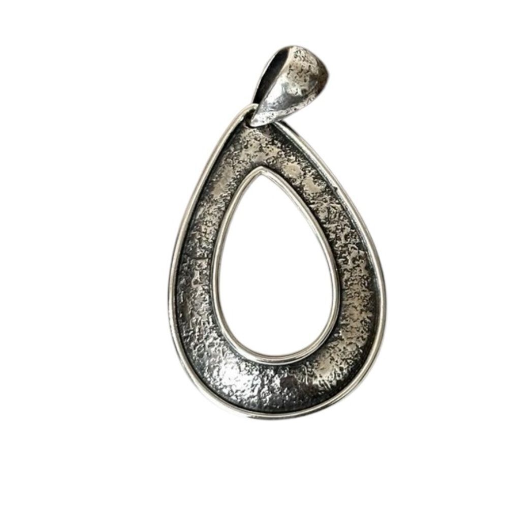 SILPADA S1870 Retired Textured 925 Sterling Silver Teardrop Pendant - Picture 3 of 6